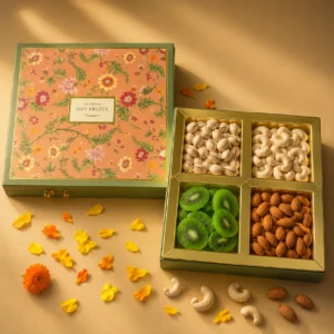 Golden Floral Design Gift Box - 4 Column